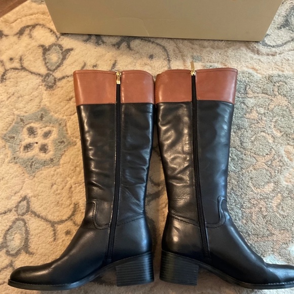 Franco Sarto “Lizbeth” Women’s Leather Riding Boots Black/Tan 7.5 M - Picture 6 of 7
